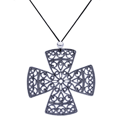 Lacey Black Cross Necklace
