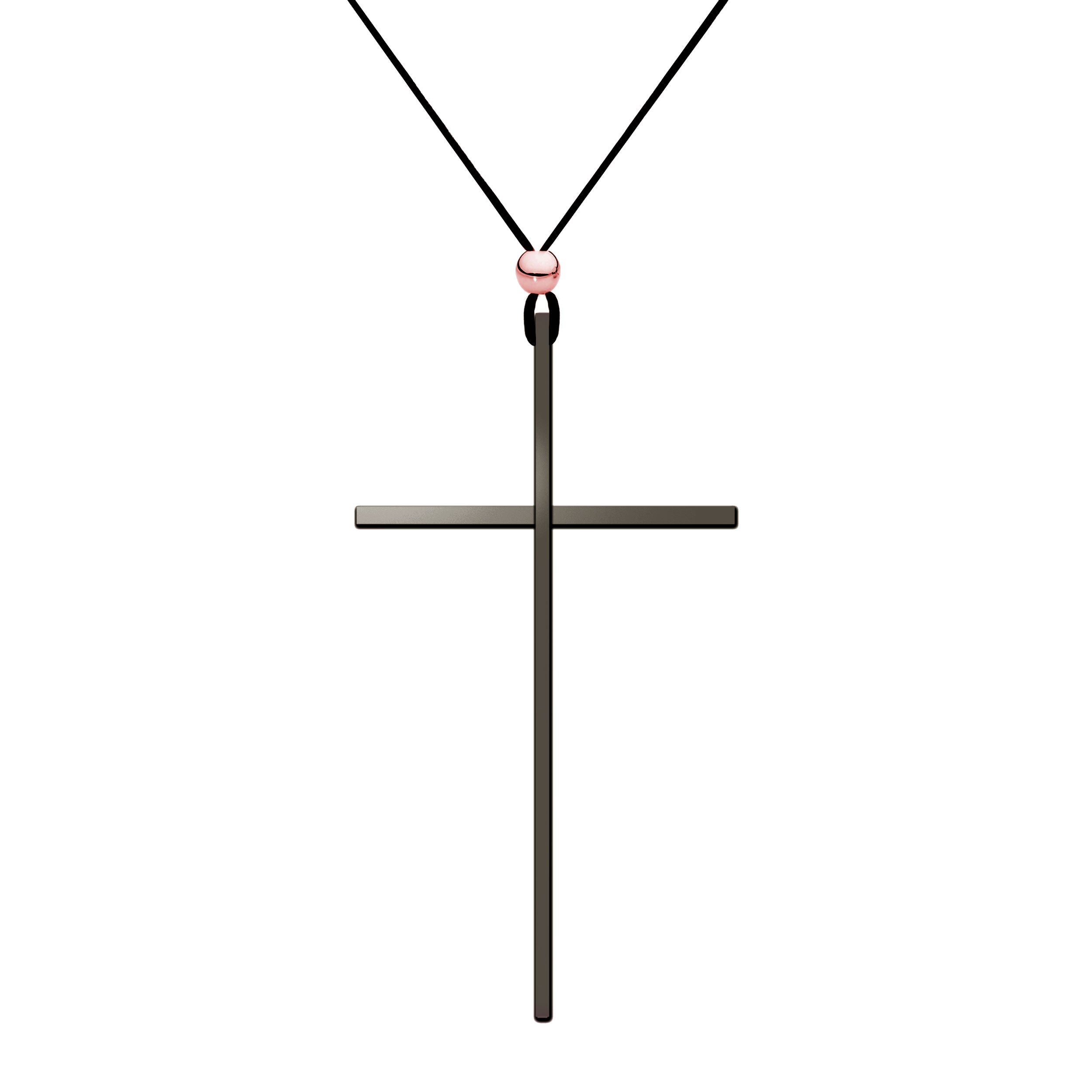 Small Stainless Steel Black Cross Necklace - Bead Chain – Loralyn Designs