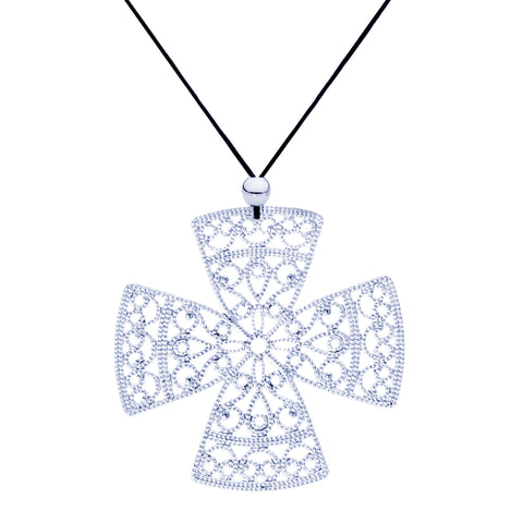 Lacey Silver Cross Necklace