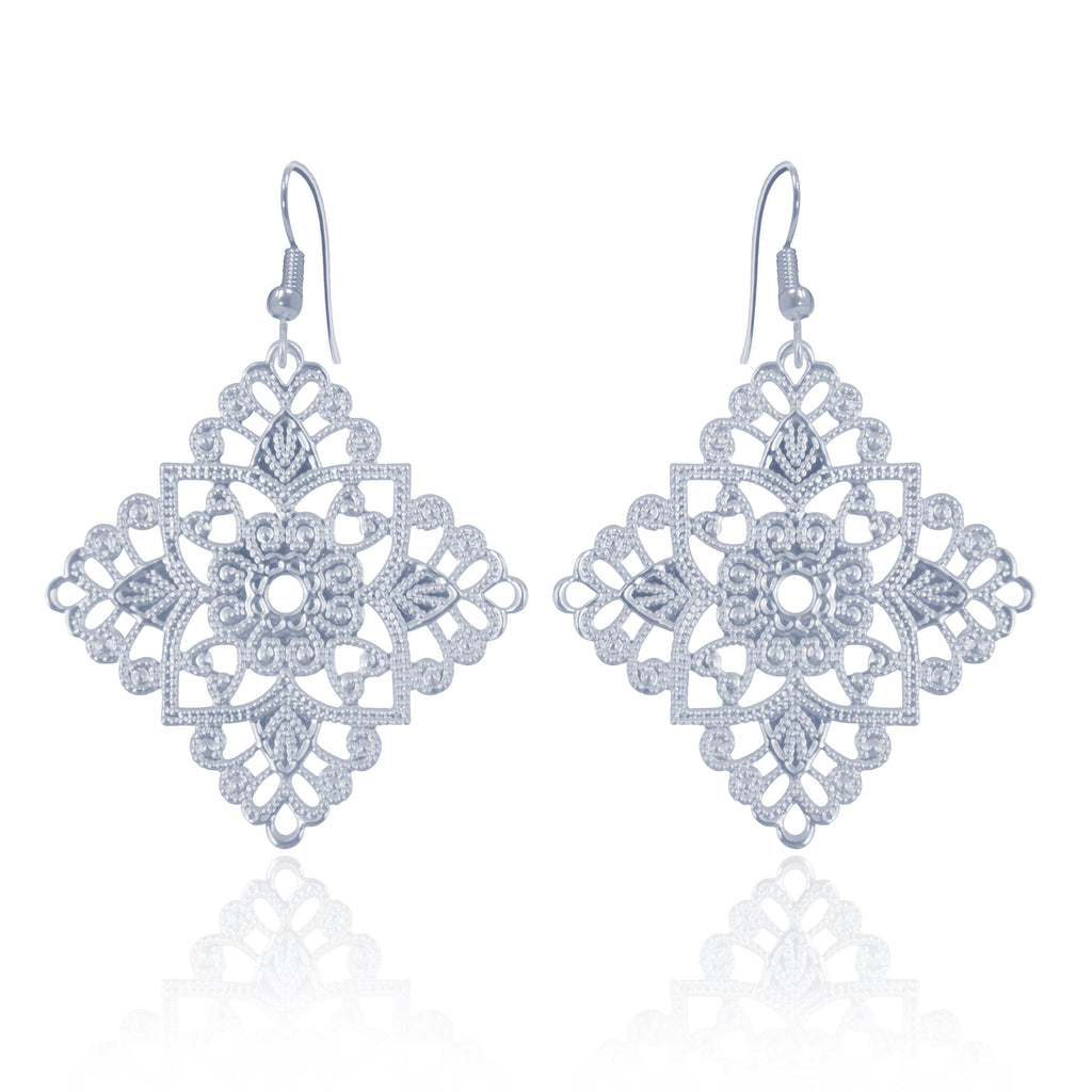 Lacey Diamond Silver Earrings
