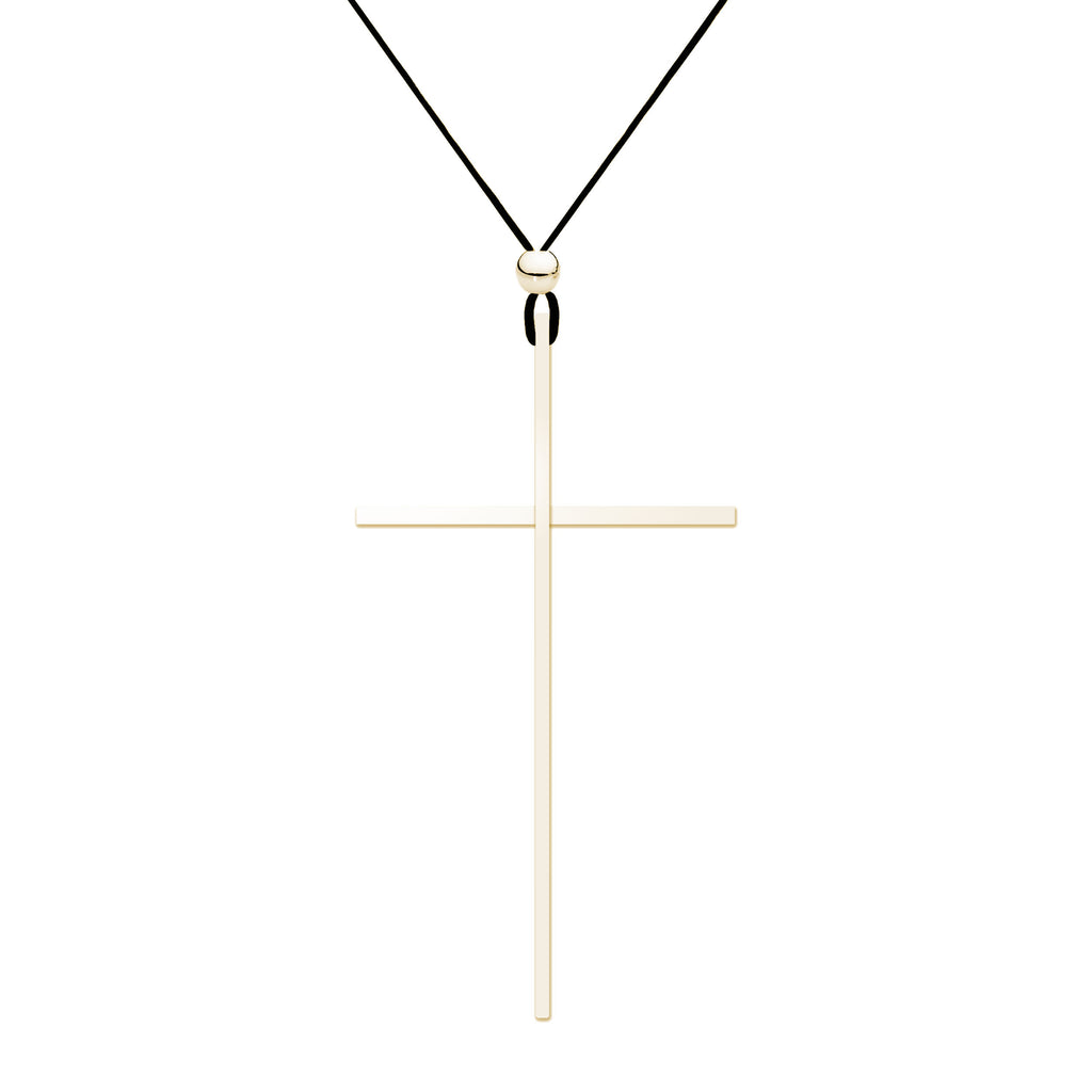 Lacey Yellow Gold Big Cross Necklace
