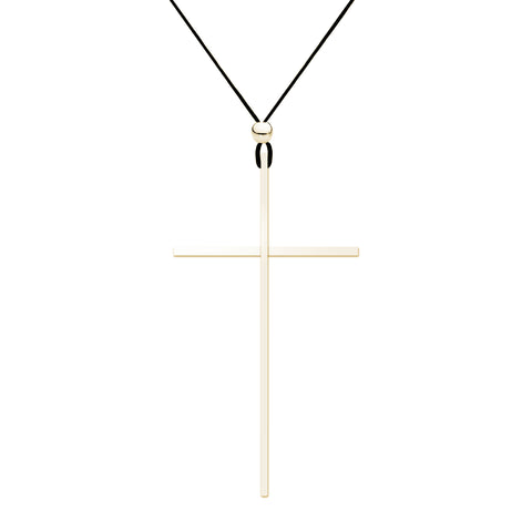 Lacey Yellow Gold Big Cross Necklace