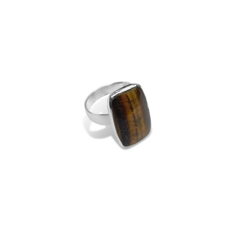 rectangle tigers eye in sterling silver case and band to create a statement style beautiful ring, tigers eye, tigers eye jewellery, tigers eye ring, womens jewellery, semi precious stones, unique jewellery, designer jewellery, designed in nz, auckland jewellery, jewellery in auckland, mothers day, gift ideas, gifts for her, mothers day gift ideas