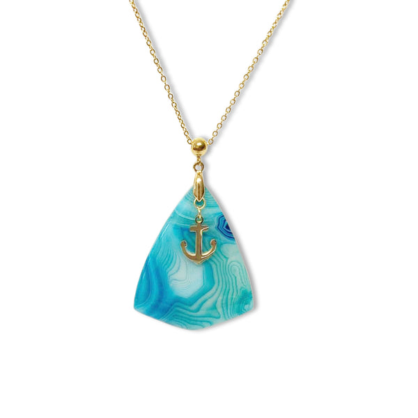 La Roche Gold Blue Agate Necklace