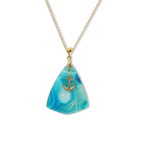 La Roche Gold Blue Agate Necklace