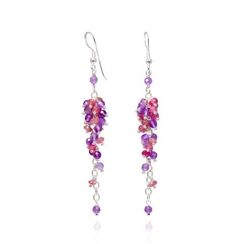 ruby and amethyst earrings, ruby, amethyst, red ruby, purple amethyst, beautiful earrings, earrings, womens earrings, fabulous jewellery, unique jewellery, nz designs, designed in nz, womens in business, female designer, designed to stand out, well made jewellery, high quality jewellery, fabulous womens jewellery, gifts for her