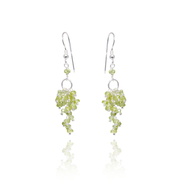 peridot earrings, peridot green earrings, earrings, womens earrings, womens jewellery, peridot jewellery, green peridot jewellery, peridot cluster, peridot and sterling silver womens earrings, well made jewellery, high quality jewellery, new zealand jewellery, beautiful jewellery, free shipping nz wide, free gift wrapping, women in business, earrings for women