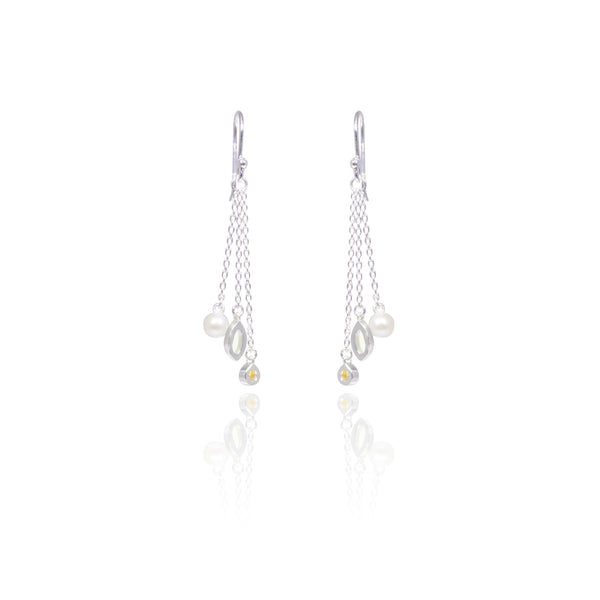 My Colourful Life Citrine, Green Amethyst & Fresh Water Pearl Hook Earrings