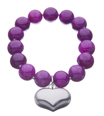Colours of Fabulous Magenta Purple Heart Bracelet