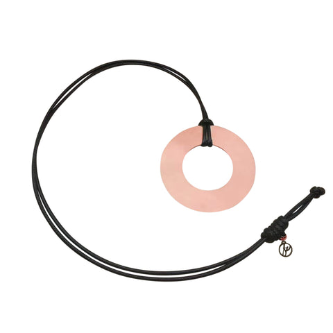 Circula Rose Gold Circle Leather Necklace