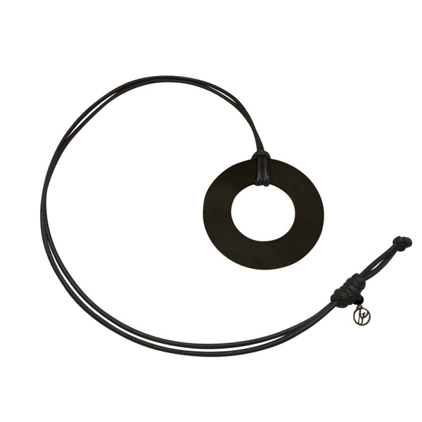 Circula Black Circle Leather Necklace