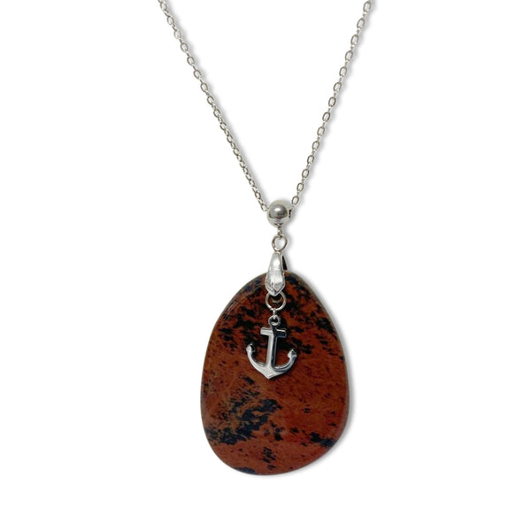 La Roche Silver Mahogany Obsidian Necklace