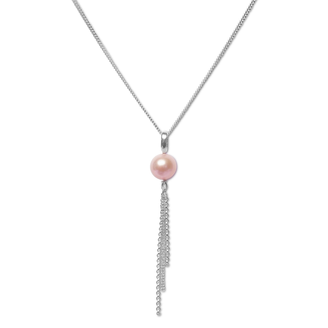 Pink pearl discount drop necklace