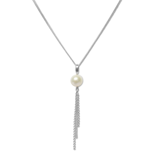 Silver Perle White Fresh Water Pearl & Chain Necklace