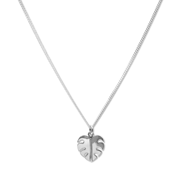monstera leaf necklace, monstera leaf, short necklace, sterling silver monstera leaf short necklace, sterling silver necklace, necklace for women, jewellery for women, womens jewellery, designed in nz, designer jewellery, unique jewellery, womens fashion, free shipping nz wide, free gift wrapping, gifts for her, gifts for women