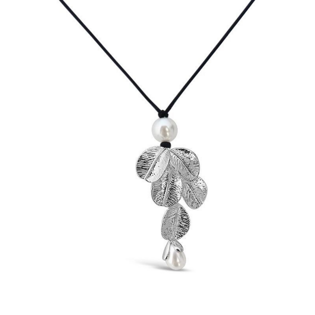 Jewelry, women owned, nz business, shop local, nz jewellery, designed in nz, nz designer, designer jewellery, well made, high quality jewellery, fashion, fashion jewellery, shop local, female owned, fleur, floral jewellery, womens jewellery, gifts for her, gift, present, mothers day, silver necklace, silver jewellery, silver and pearl, adjustable necklace, long necklace, versatile necklace