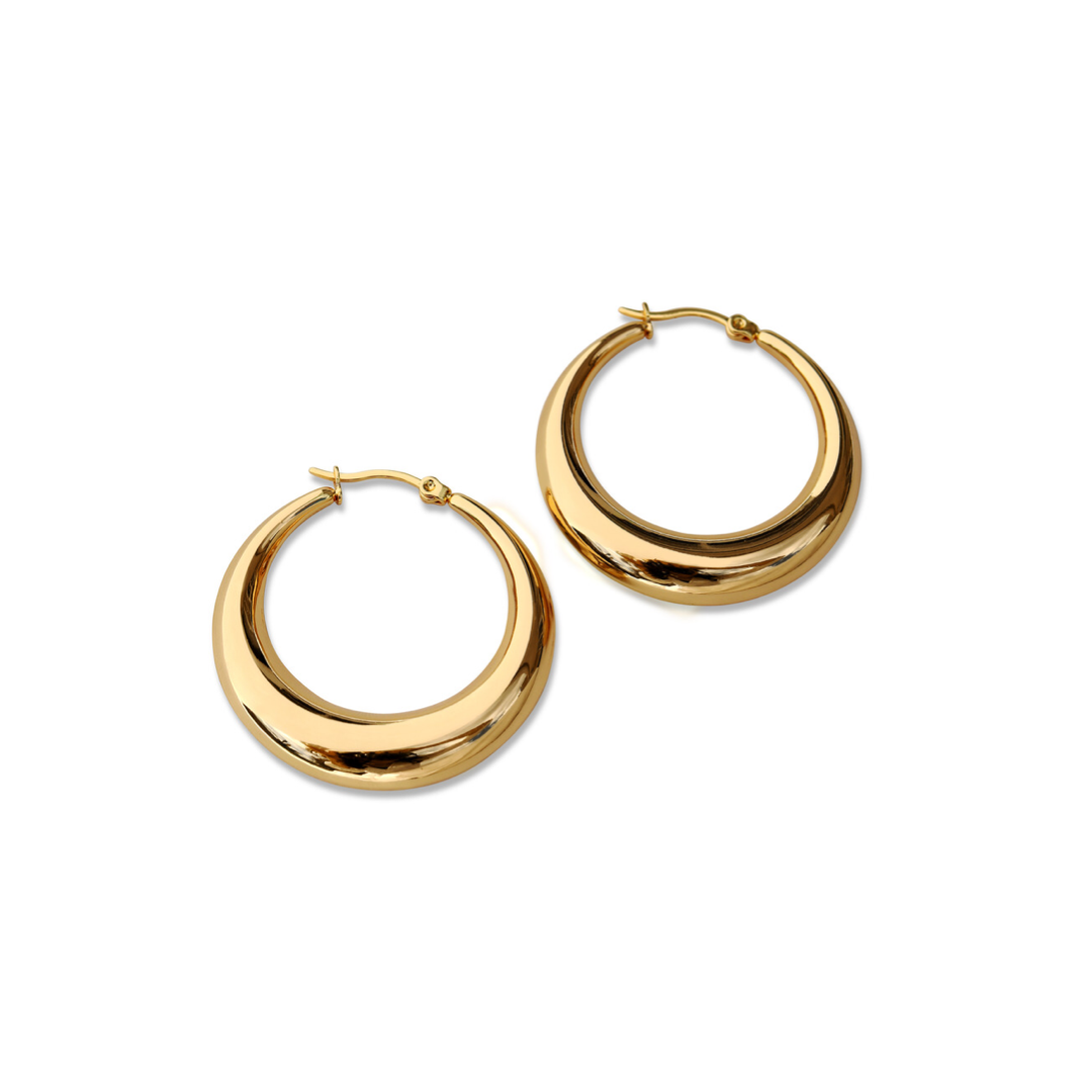 Hollow hoop earrings deals gold