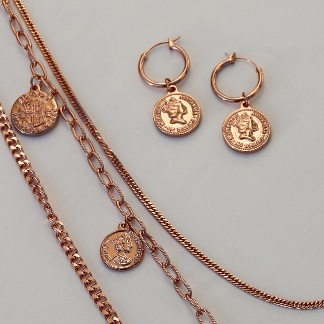 Rose gold 2025 coin earrings