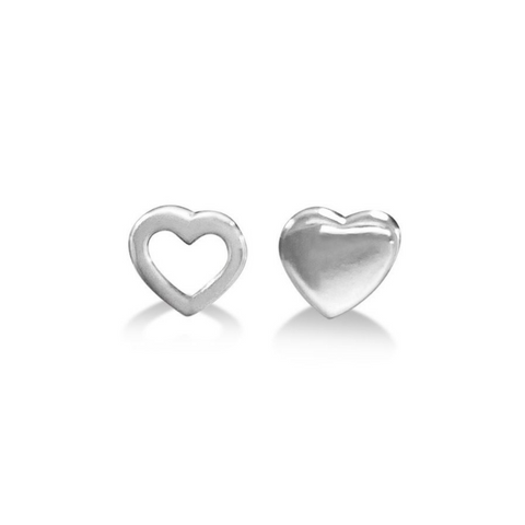 sterling silver heart studs, studs, hearts, love jewellery, nz jewellery, valentines day, valentines gift, gifts for her, womens jewellery, high quality jewellery, beautiful jewellery, nz jewellery, local jewellery, Auckland designer, free shipping, women owned business, romantic jewellery