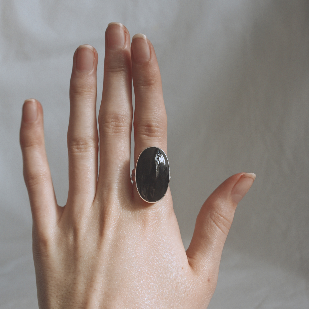 Silver onyx ring online womens