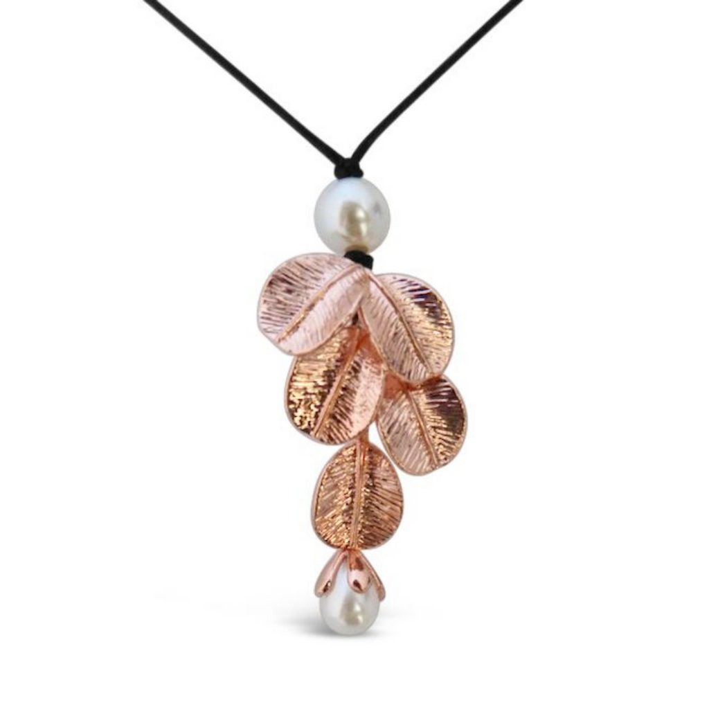 Jewelry, women owned, nz business, shop local, nz jewellery, designed in nz, nz designer, designer jewellery, well made, high quality jewellery, fashion, fashion jewellery, shop local, female owned, fleur, floral jewellery, womens jewellery, gifts for her, gift, present, mothers day, rose gold necklace, rose gold and pearl, rose gold jewellery, adjustable necklace, light weight necklace, 