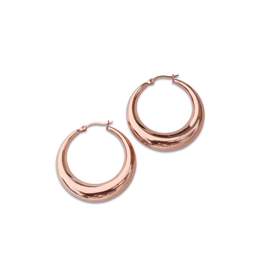 Rose gold thick hot sale hoop earrings