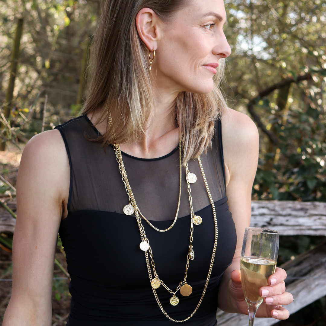 Yellow gold sales coin necklace