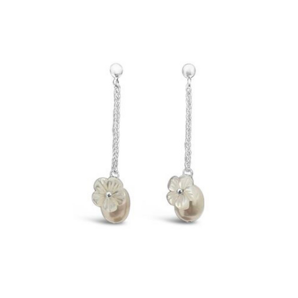 Mère Mother of Pearl White Flower Earrings