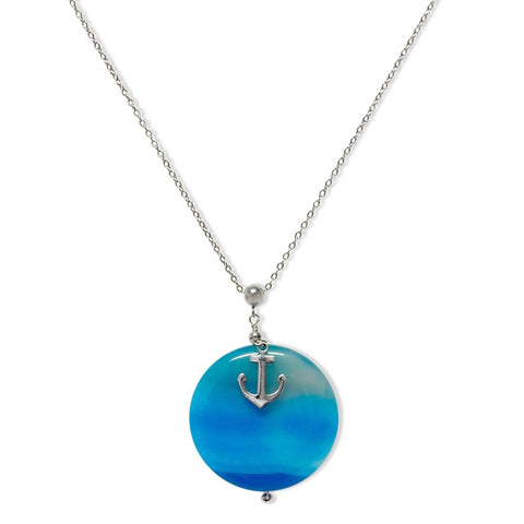 La Roche Silver Blue Agate Necklace