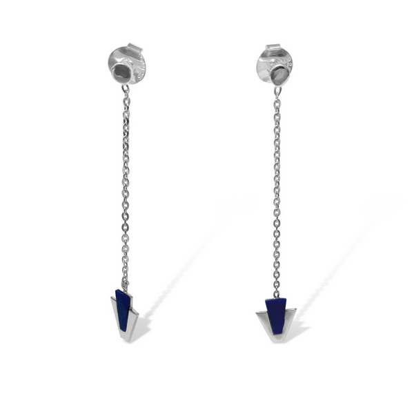 womens jewellery, nz jewellery, designer jewellery, shop local, nz business, jewellery business, sterling silver, beautiful jewellery, gift for her, lapis stone, lapis blue, lapis, lapis earrings, sterling silver earrings, earrings, mothers day gifts, blue jewellery, blue lapis stone on sterling silver chain with stud style earring and sterling silver arrow, unique nz designs, mother daughter team, local jeweller, auckland jewellery