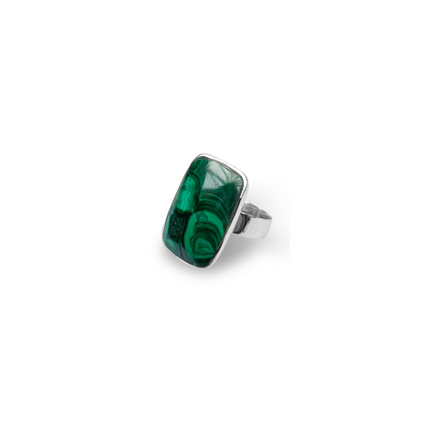 rectangle cut of the gorgeous green malachite stone on a sterling silver band to create a fabulous statement ring, malachite ring, malachite jewellery, malachite and sterling silver ring, ring, rings for women, malachite green jewellery, green, green jewellery, sterling silver ring, sterling silver jewellery, womens jewellery, nz designer, designed in nz, gifts for her, presents for women, gifts she will love, free shipping nz wide, free gift wrapping
