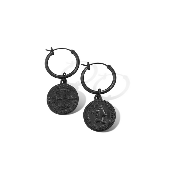 earrings, stainless steel earrings, steel earrings, hoop earrings, coin earrings, nz business, nz jewellery, nz designer, free shipping nz wide, womens jewellery, womens fashion, womens wear, stainless steel jewellery, high quality jewellery, black earrings, black hoop earrings, black coin earrings