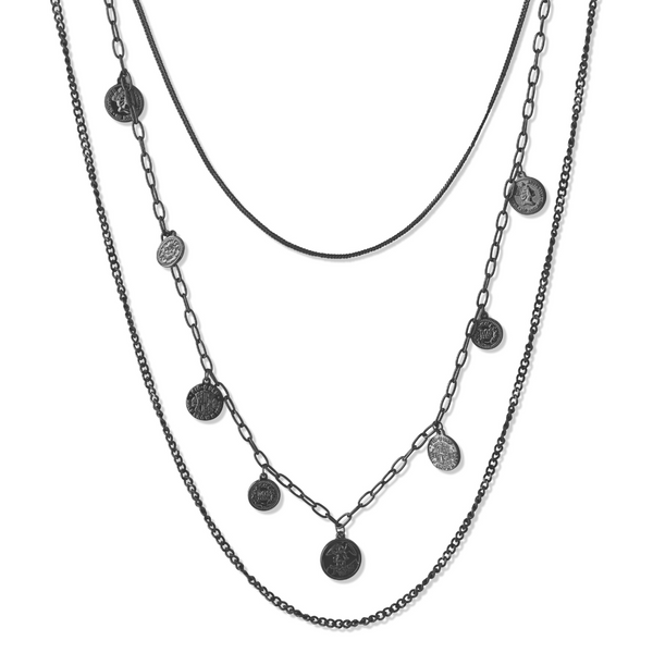 coin necklace, necklace, coin, womens jewellery, fv jewellery, fabulous jewellery, free shipping nz wide, beautiful jewellery, stainless steel jewellery, womens fashion, womens attire, nz business, nz jewellery, nz jewellery, designer jewellery, local nz business, mature womens jewellery, black necklace, black jewellery, black coin necklace, black stainless steel, black womens jewellery, long black necklace, triple chain black necklace, extra long necklace